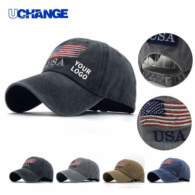 Distressed Six Panel Sports Cap Headwear with Adjustable Closure 10.5" x 7.5" x 5.3"