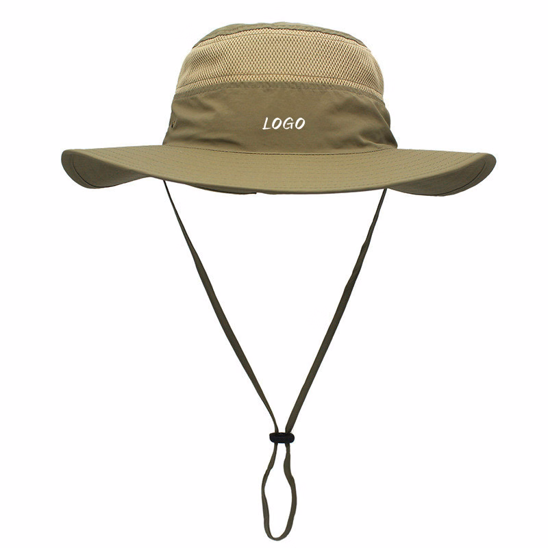 Outdoor Fishing Wide Brim Bucket Hat with Drawstring
