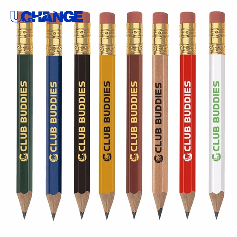 Hex Wooden Golf Pencil with Eraser for Course Scoring & Events