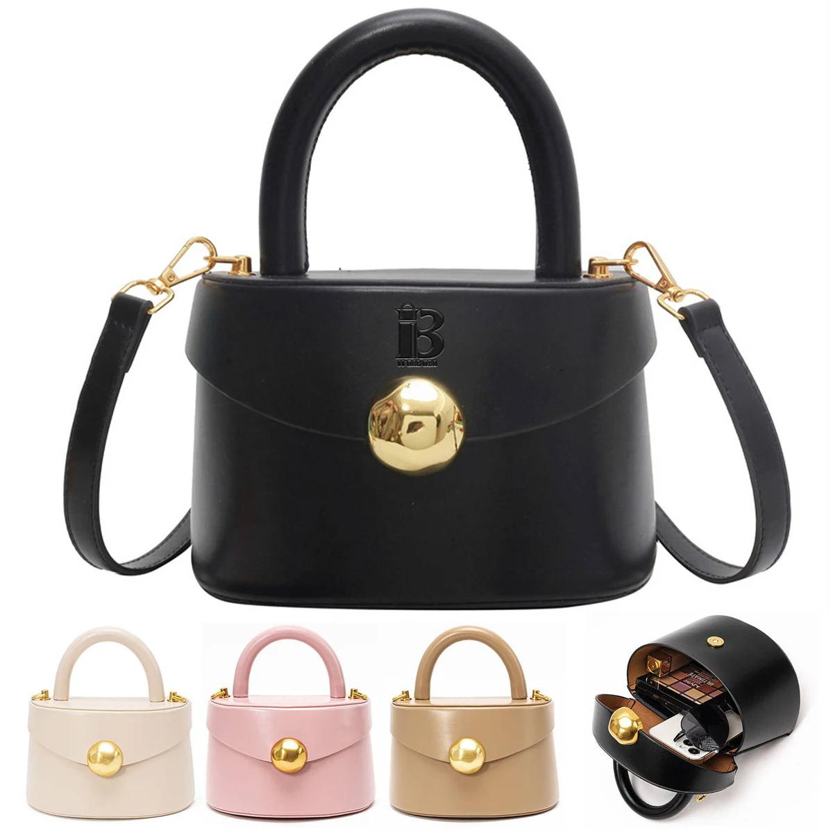 Genuine Leather Semi-round hand-held crossbody bag 1
