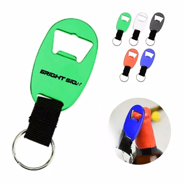 Webbing & Metal Bottle Opener Keychain