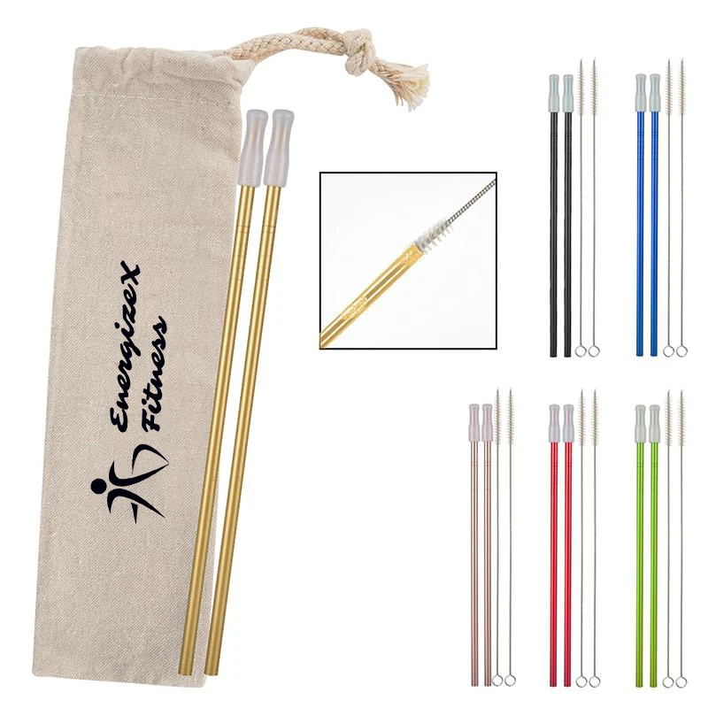 2- Pack Park Avenue Stainless Straw Kit with Cotton Pouch 1