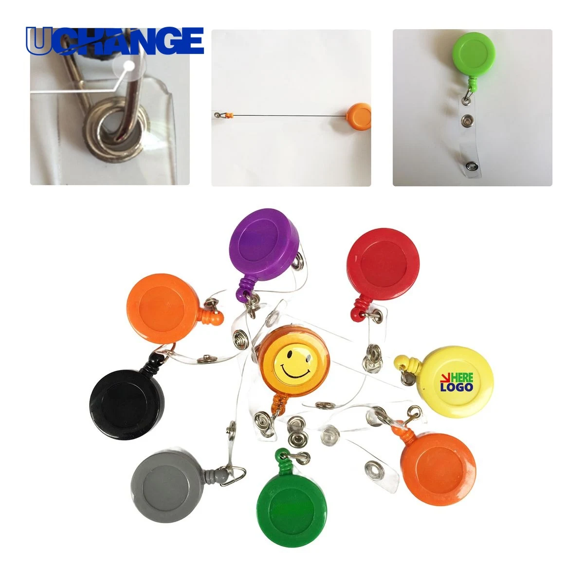 Round Retractable Badge Reel ID Holder 1
