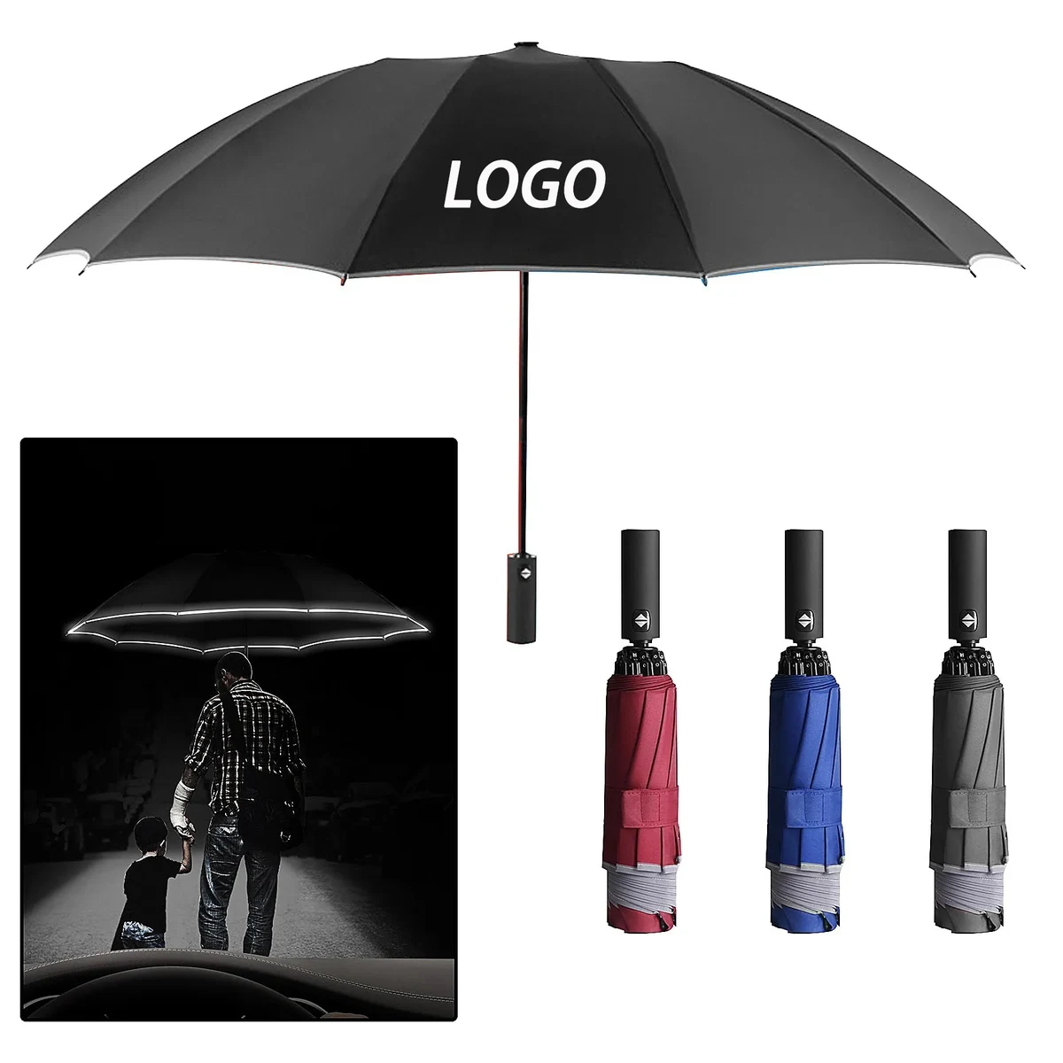 Ten-Rib Fully Automatic Reverse Folding Umbrella 1