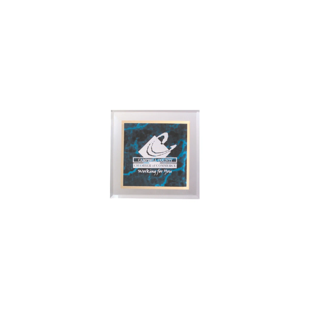 3 3/4" x 3 3/4" Blue Marbleized Acrylic Paperweight 1