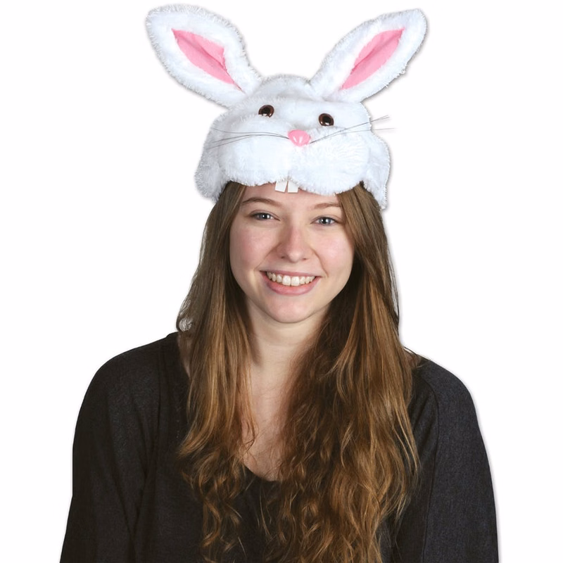 Plush Bunny Hats - White & Pink