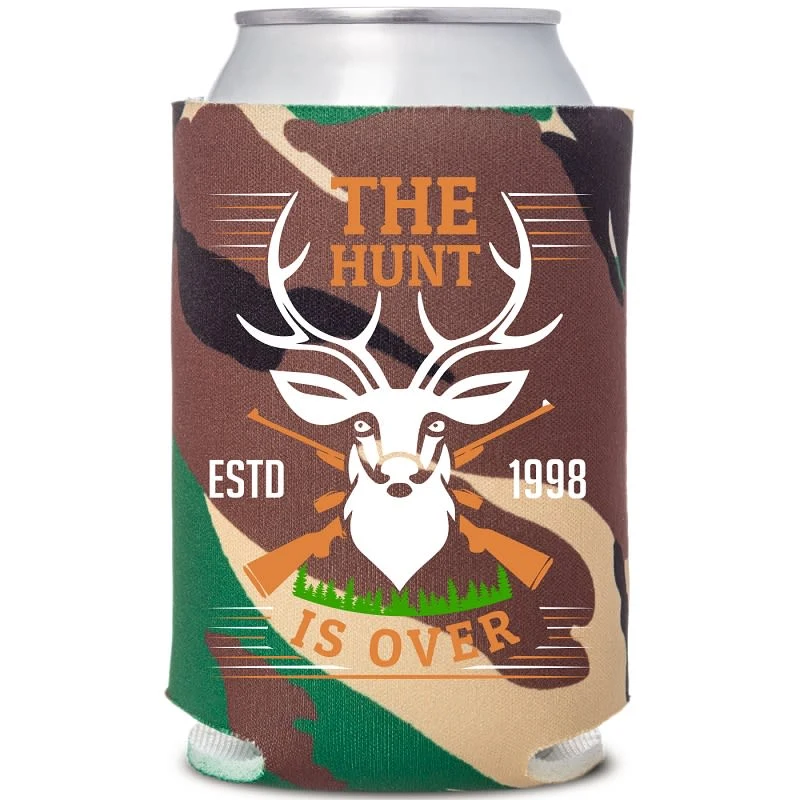 Custom Colored Camo Foam Collapsible Coolies, custom koozie with logo imprint 1