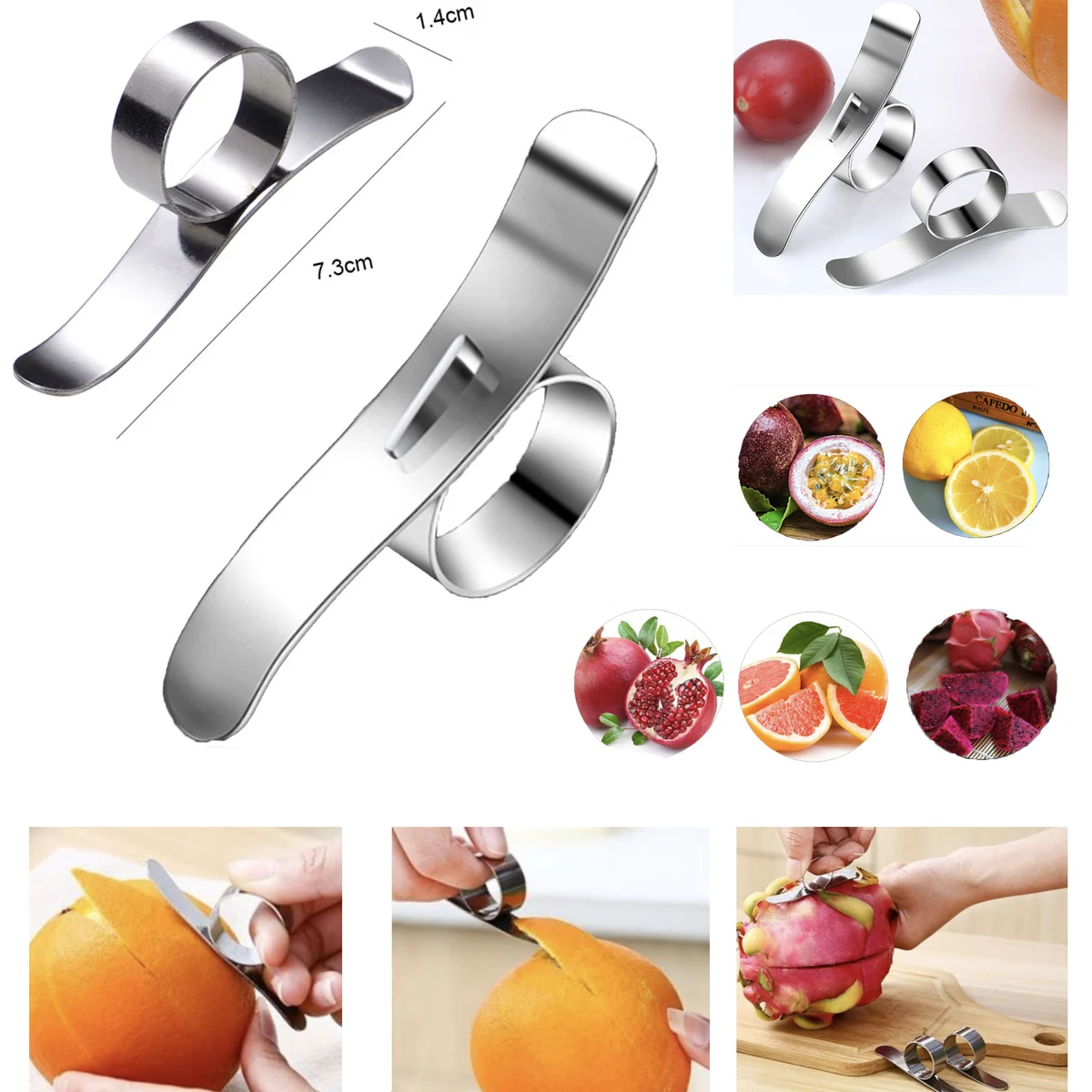 Stainless Steel Orange Opener, Finger Ring Peeler 1