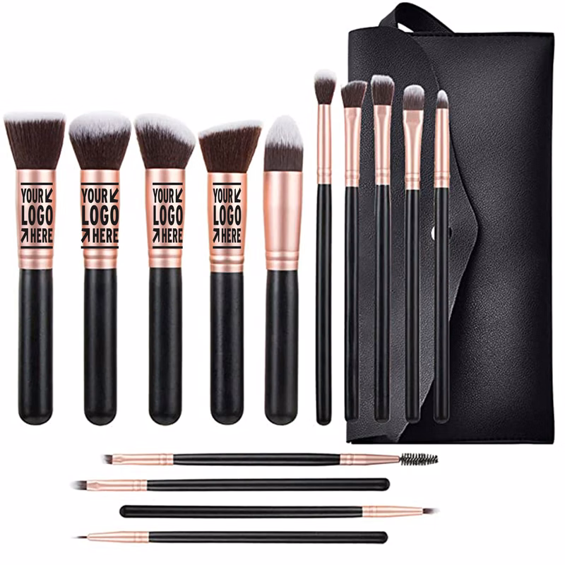 14 Piece Rose Gold Makeup Brush Set