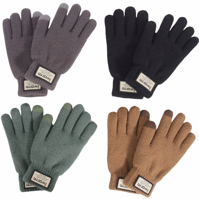Thick Imitation Alpaca Wool Adult Gloves with Two-Finger Touch