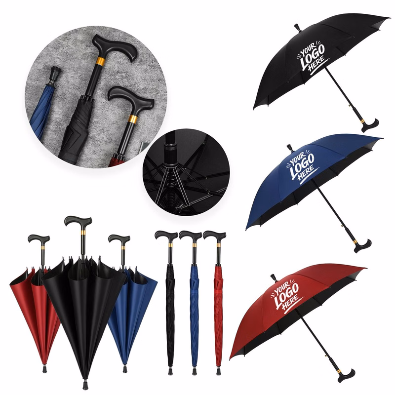 2 In 1 Cane Umbrella Auto Windproof Walking Stick
