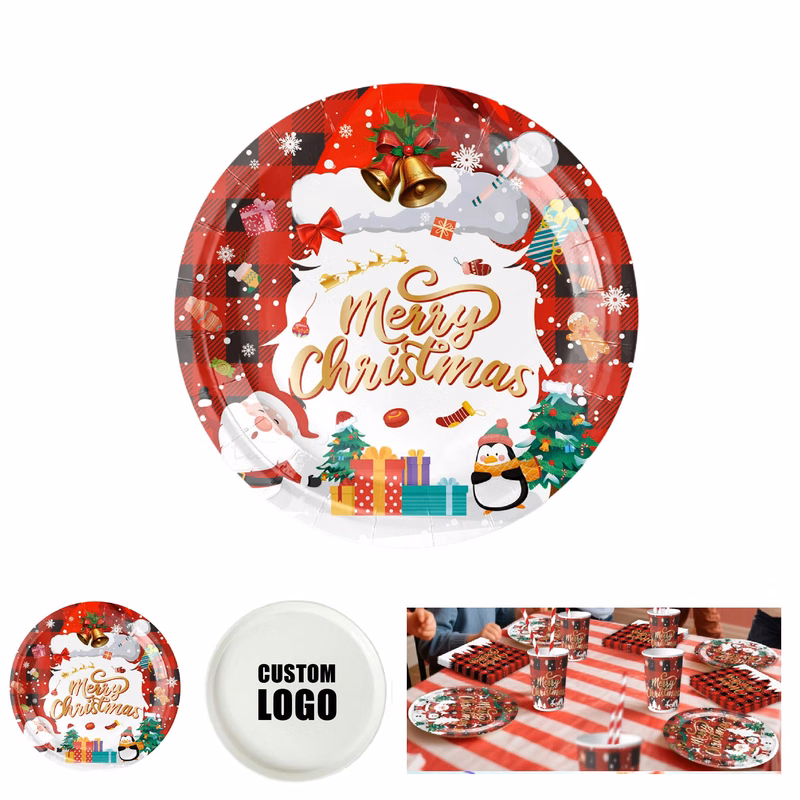 MOQ 50 pcs Xmas Party Plates