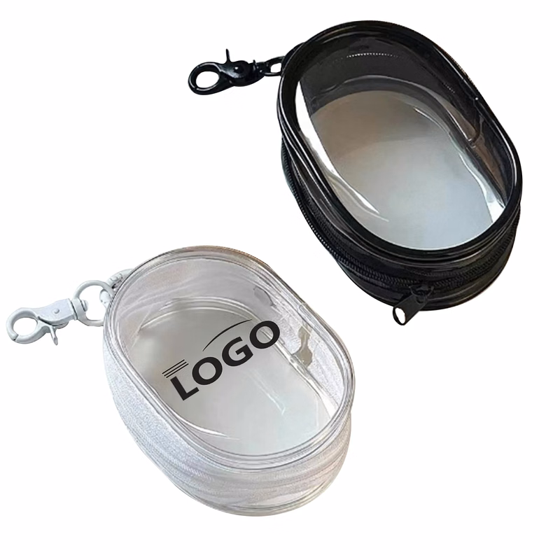 Portable PVC Transparent Headphones Storage Bag With Keychai