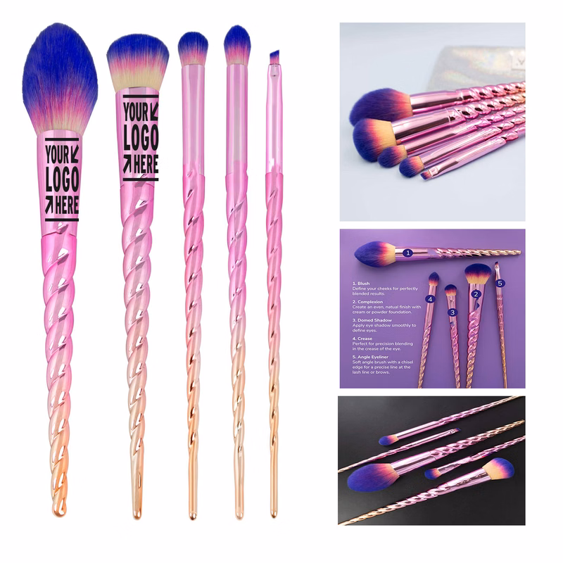 6 pc Unicorn Makeup Brush Set with Pouch