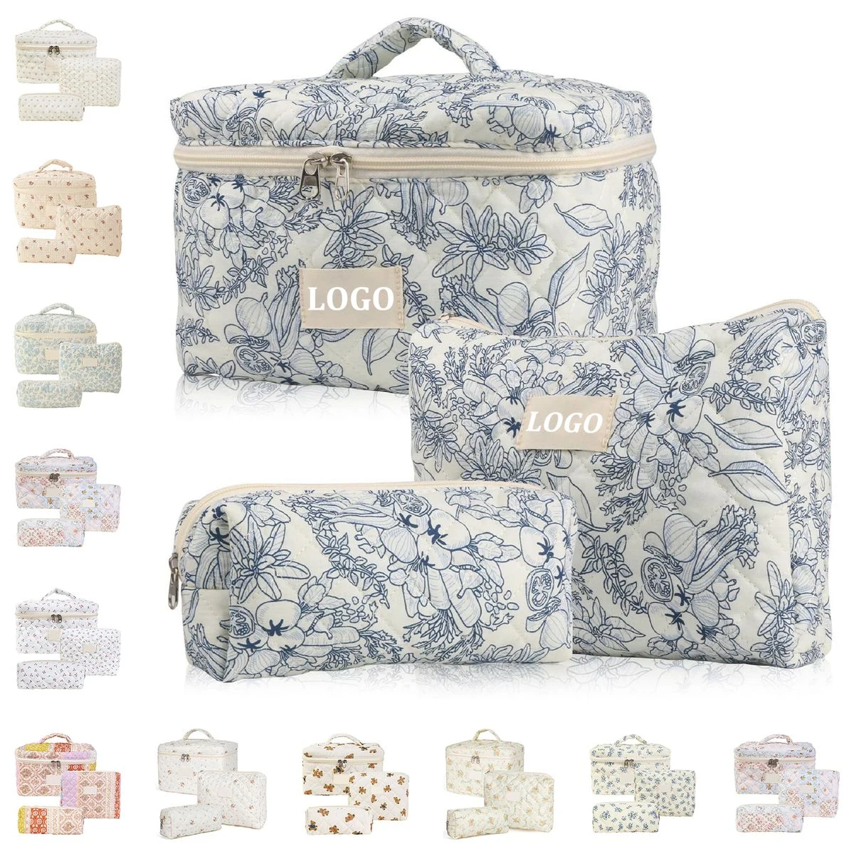 3 Pack Cotton Makeup Bag Set 1