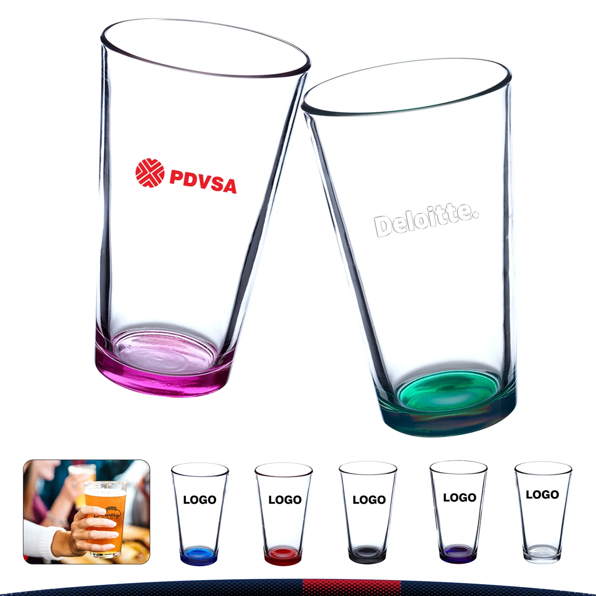 16 oz. Libbey Colored Bottom Beer Glasses 1
