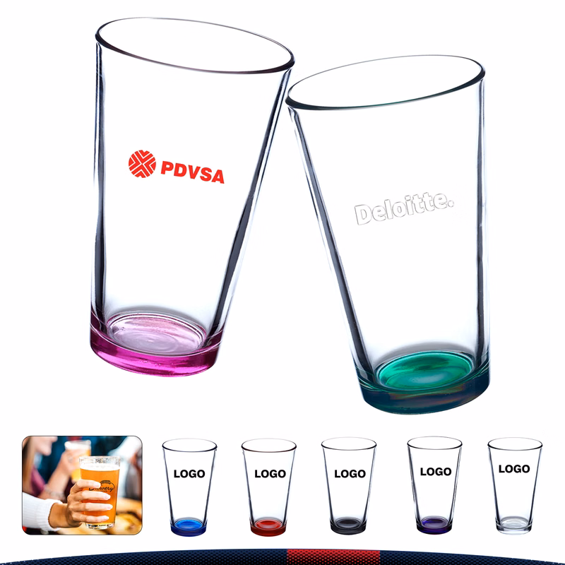 16 oz. Libbey Colored Bottom Beer Glasses