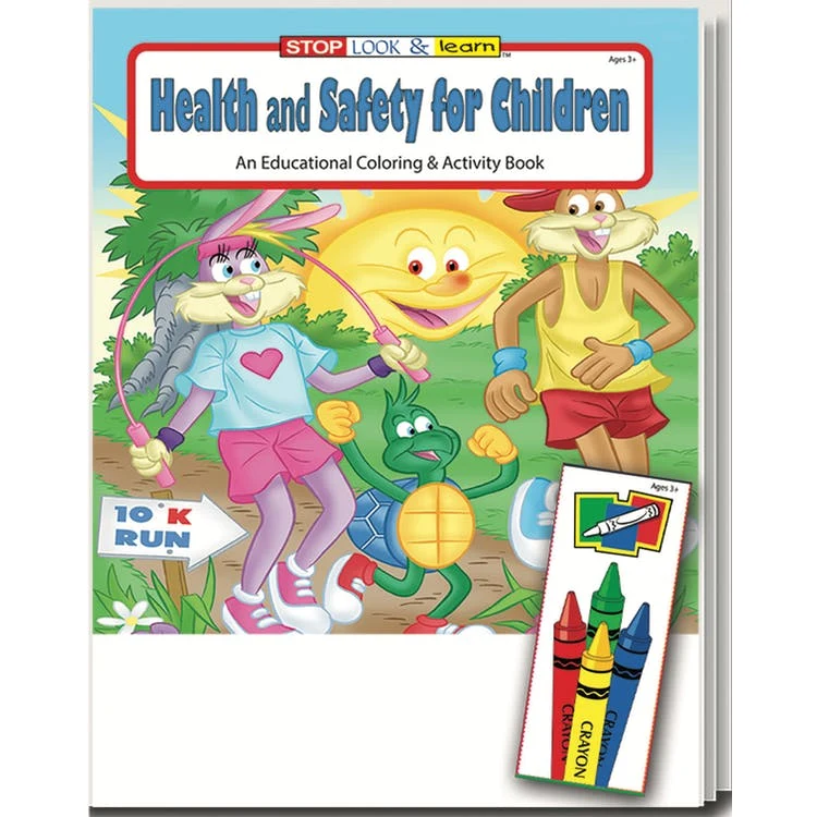 Health and Safety for Children Coloring Book Sets - 4 Pack Crayons Ages 3-11 1
