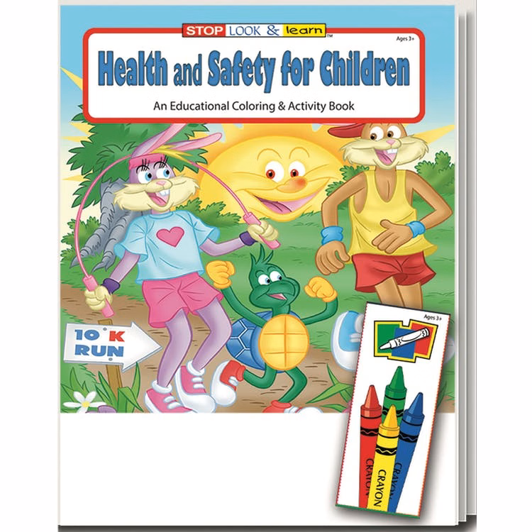 Health and Safety for Children Coloring Book Sets - 4 Pack Crayons Ages 3-11