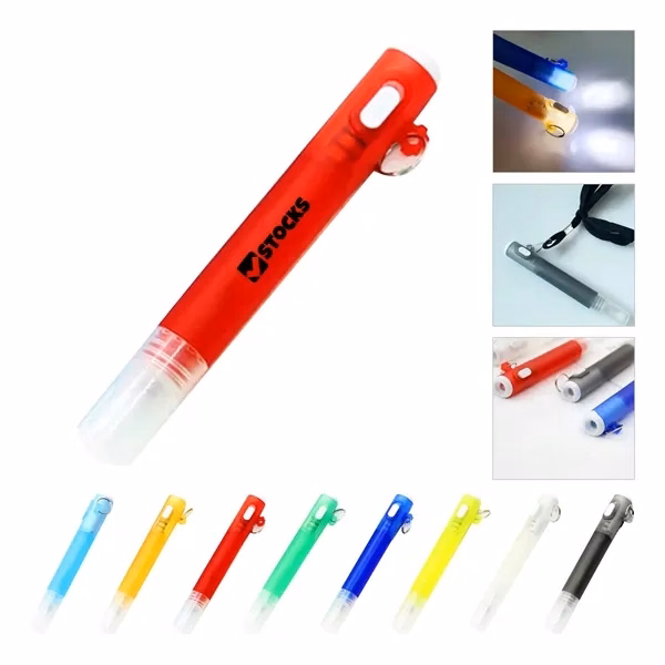Custom Spray Bottle Flashlight Combo Keychain — Portable Sanitizer Light Giveaway