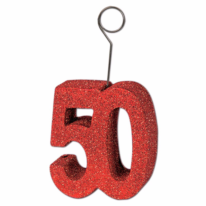 Red Glittered Number Photo/ Balloon Holder