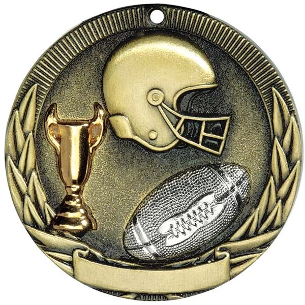 Football Tri-Colored Medal 2" 1