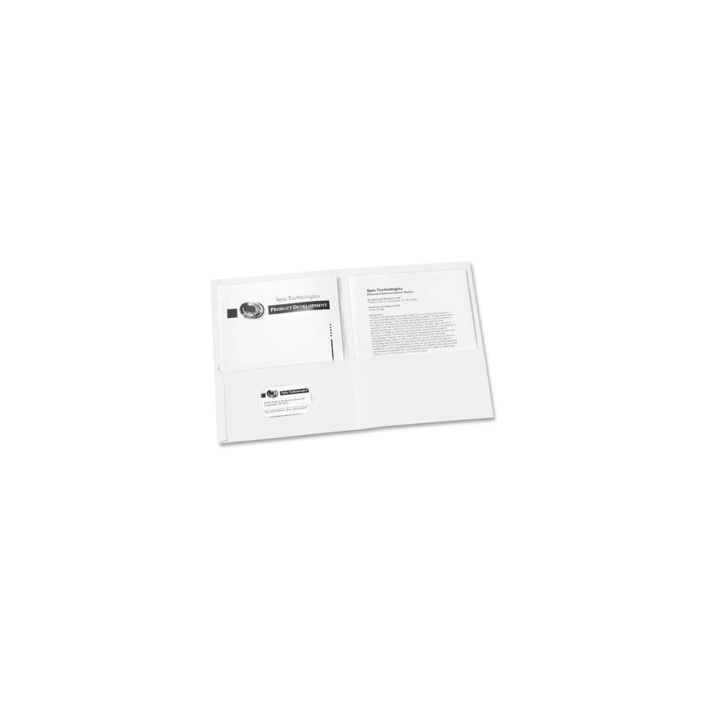 Embossed Two-Pocket Folders - White 8.5" x 11" 1