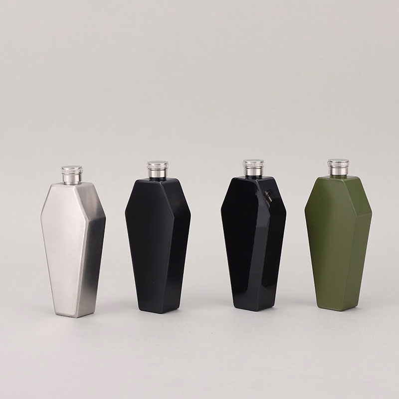3.5oz stainless steel coffin shape flask for whisky wine