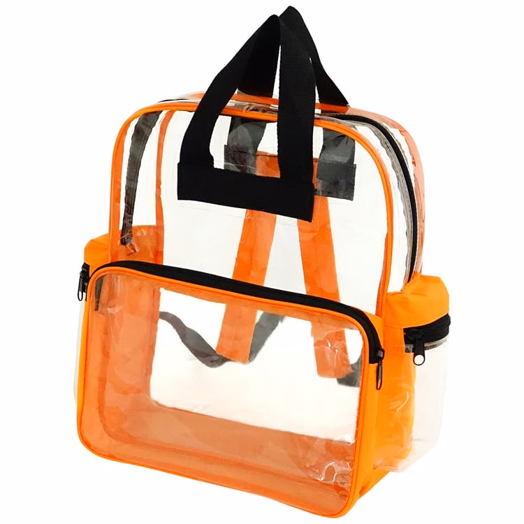 15" Clear Backpacks - Orange Trim