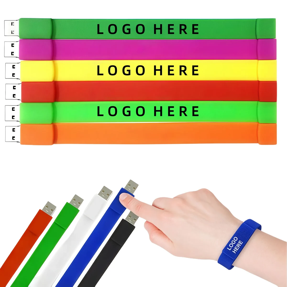 MOQ Colorful Wearable USB Drive Rubber Bracelet for Students 1