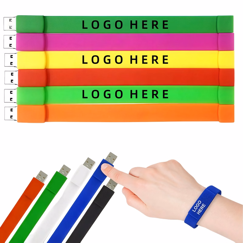 MOQ Colorful Wearable USB Drive Rubber Bracelet for Students