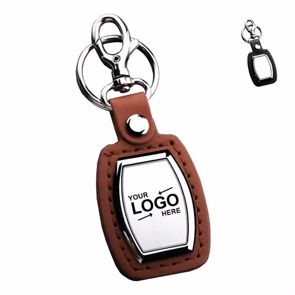 Custom PU Leather Car Keychain with Smooth Finish — Corporate Gifting Keyring