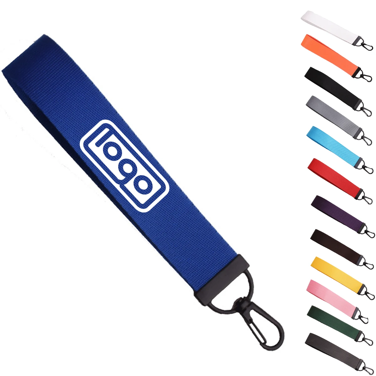 Custom Solid Color Nylon Wrist Keychain Lanyard 1