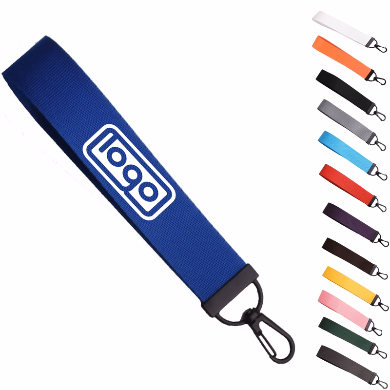 Custom Solid Color Nylon Wrist Keychain Lanyard