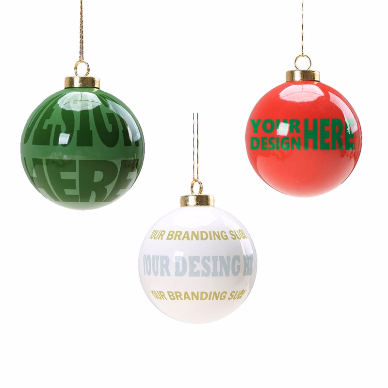Printed Ceramic Christmas Ball Ornament