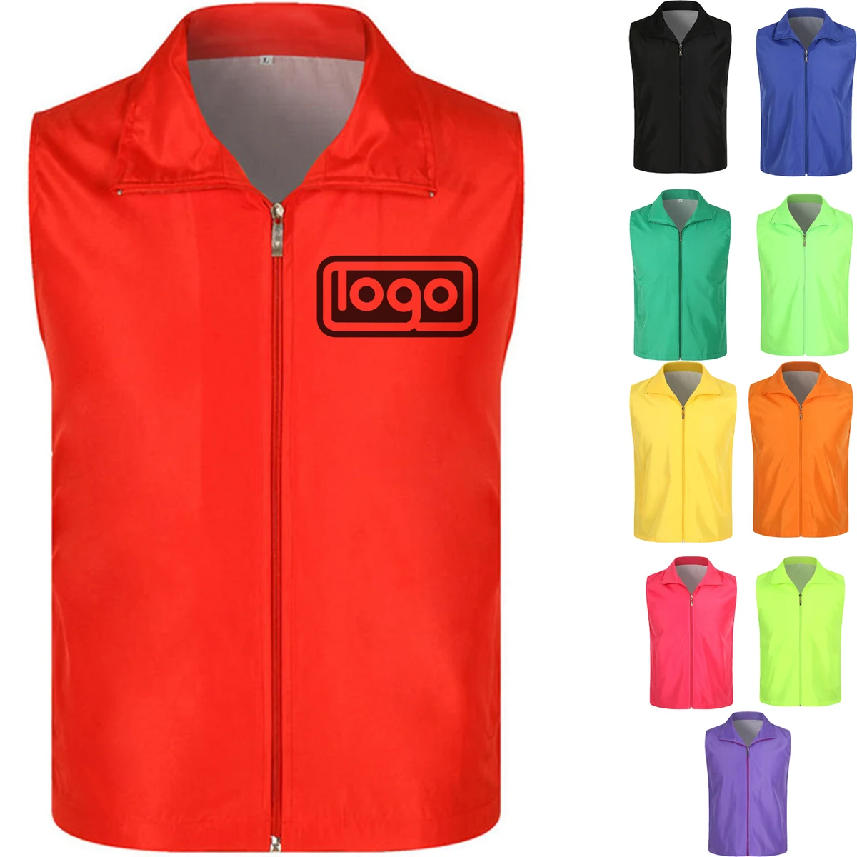 Lightweight Unisex Polyester Volunteer Vest w/ Zipper 1