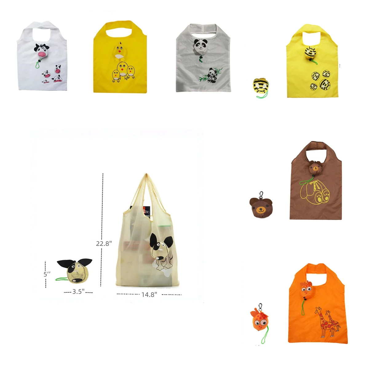 Cartoon Foldable Reusable Shopping Bag, custom tote bag with logo imprint 1