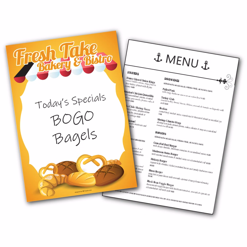 12 Point Board Plastic Rectangle Washable Menu