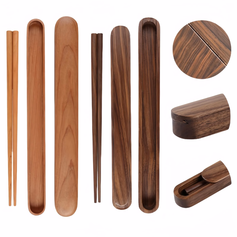 Portable Natural Wooden Chopsticks Box