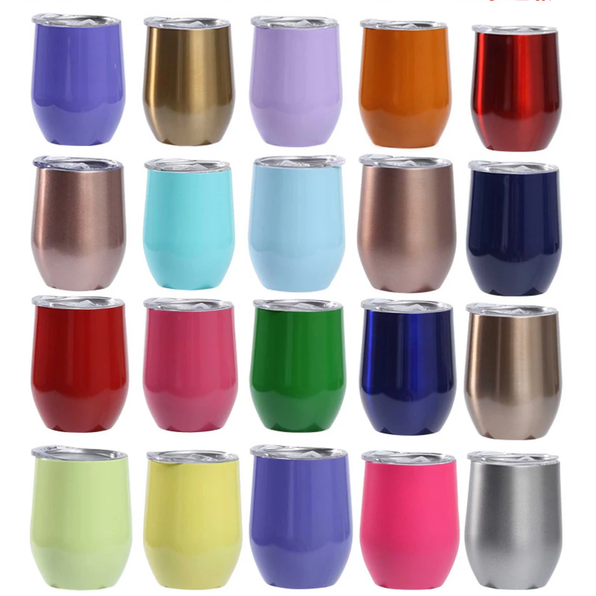 12oz Insulated Water Coffee Stainless Tumblers Cups with Slide Lids 1
