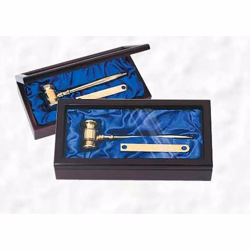 8" Solid Brass Gavel Set