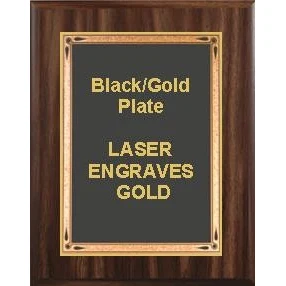 10-1/2" x 13" Classic Walnut Finish Plaque with a Black Teardrop Plate 1