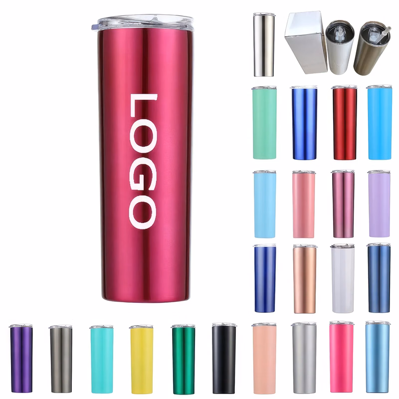 20oz Double Wall Skinny Tumbler with Straw and Lid
