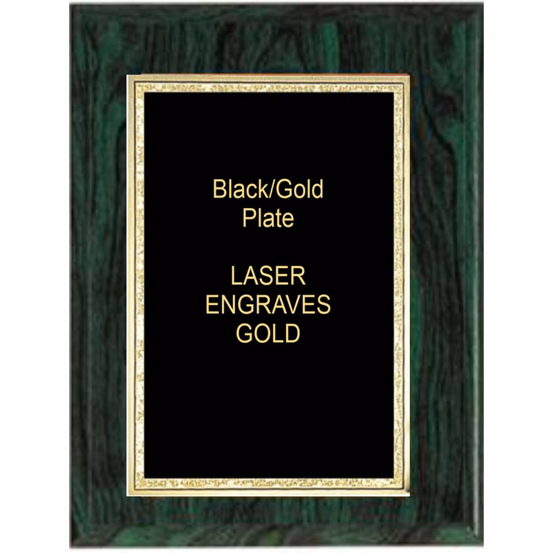 5" x 7" Green Woodgrain Plaque with a Black Florentine Plate