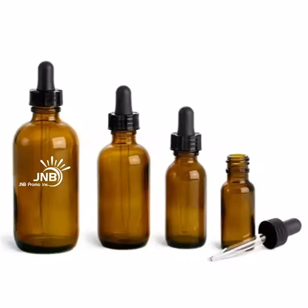 Clear Glass Boston Round Bottles with White Dropper Tops