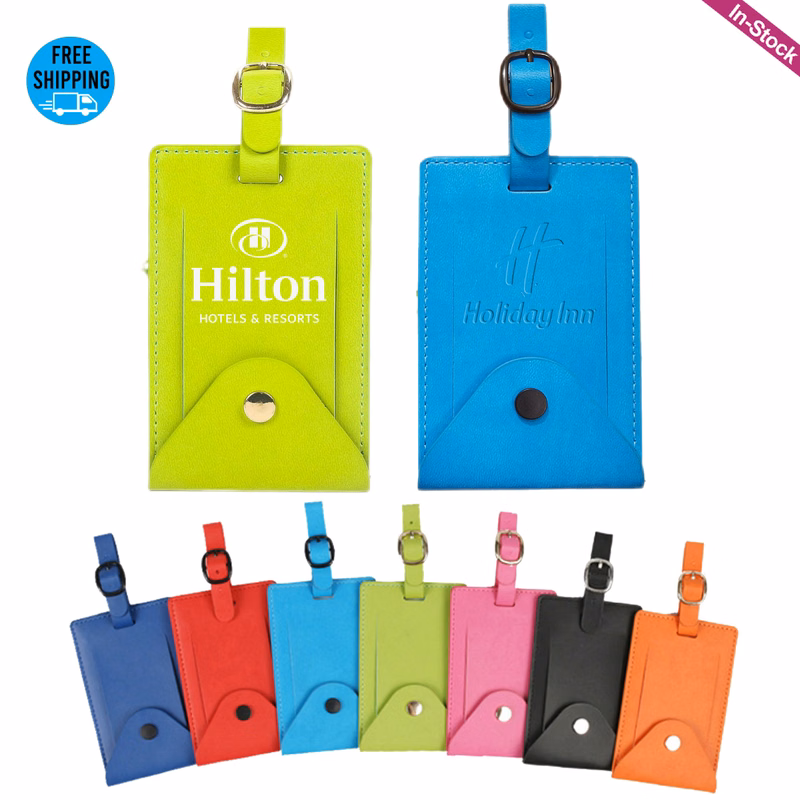 Colorful Premium PU Leather Luggage Bag Tags with Snap