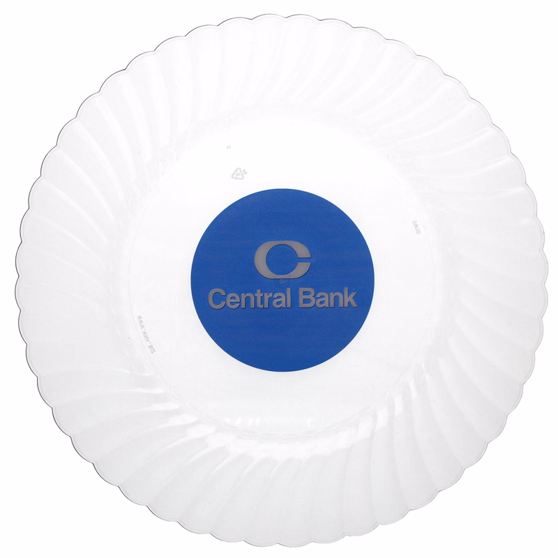 10.000" Scalloped Heavy Weight Plastic Plate Round Clear Digital Print