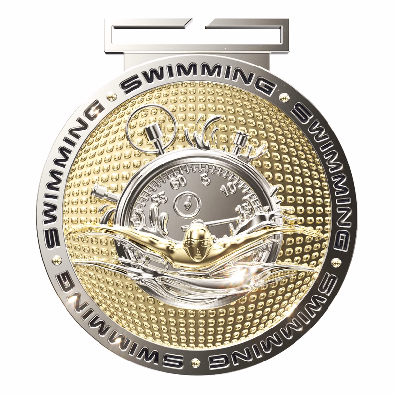 Swimming Dual Plated Medallion (3")