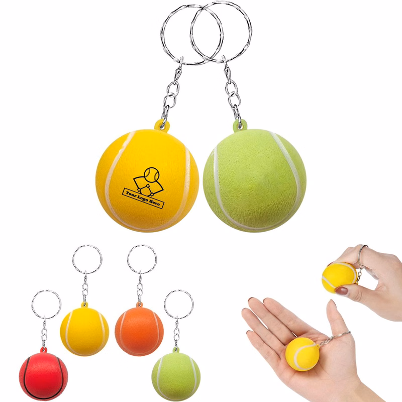 Squeezable PU Baseball Keychain