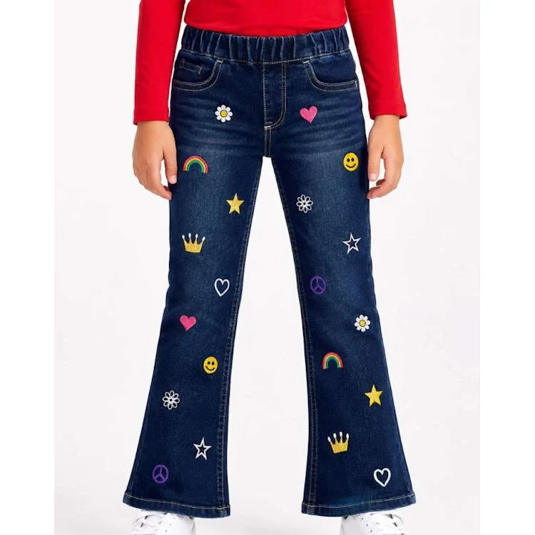 Flared Jeans with Patches - Medium Blue Size 4-6X 1